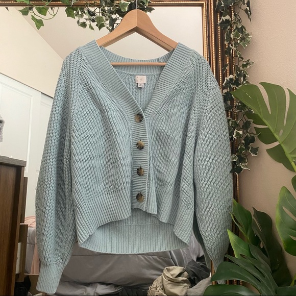A New Day Blue button front cardigan sweater - Picture 2 of 4